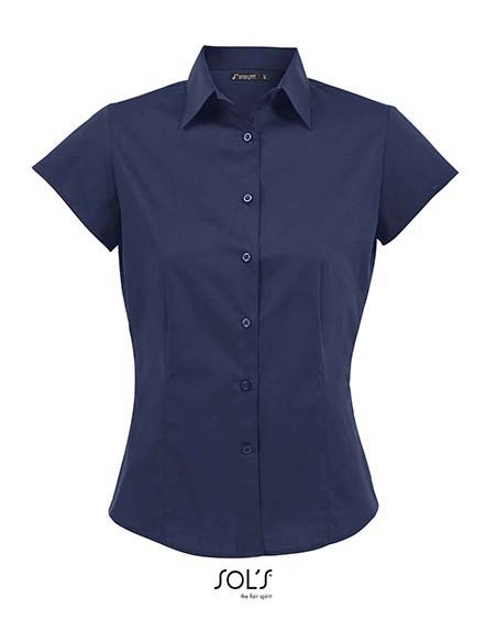 S-17020-Womens Stretch-Blouse Excess Short Sleeve