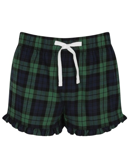 S-SK082-Womens Tartan Frill Lounge Shorts