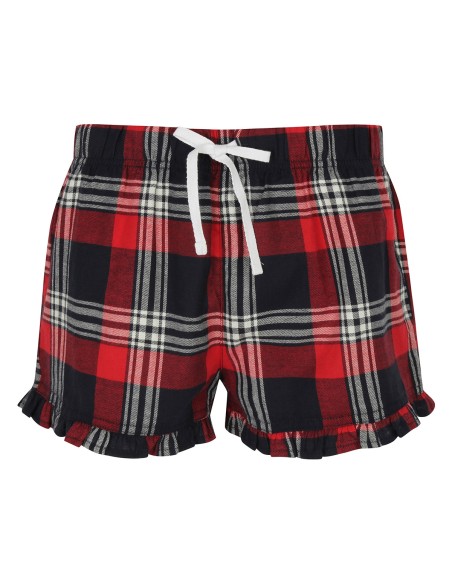 S-SK082-Womens Tartan Frill Lounge Shorts