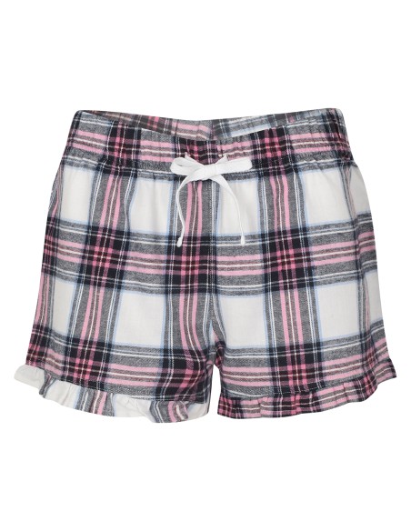 S-SK082-Womens Tartan Frill Lounge Shorts