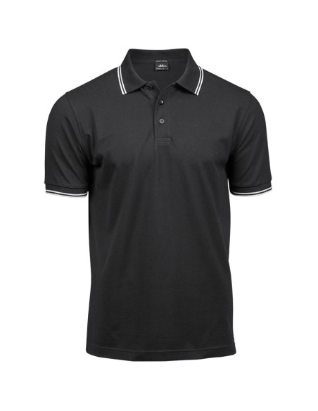 T-1407-Mens Luxury Stripe Stretch Polo