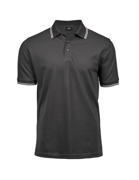 T-1407-Mens Luxury Stripe Stretch Polo
