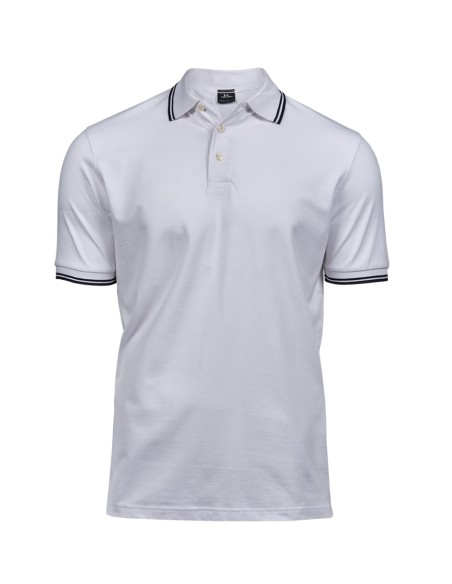 T-1407-Mens Luxury Stripe Stretch Polo