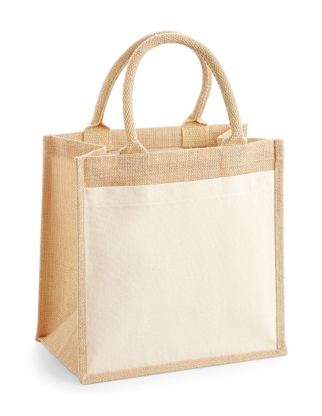 W-W426-Cotton Pocket Jute Midi Bag
