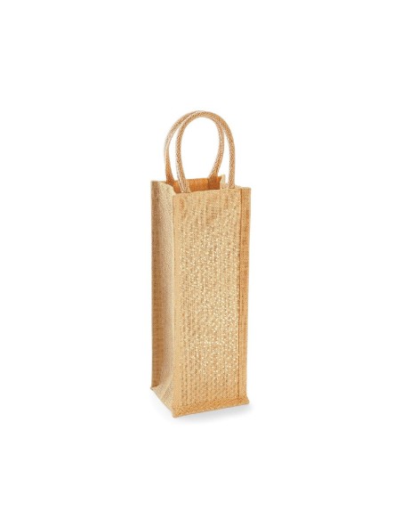 W-W433-Shimmer Jute Bottle Bag