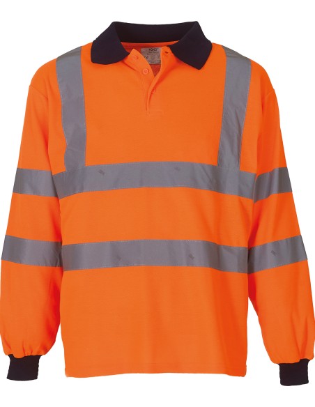 Y-HVJ310-Hi-Vis Long Sleeve Polo
