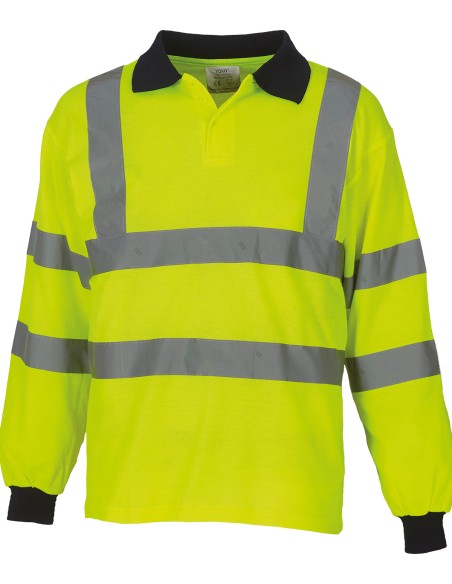 Y-HVJ310-Hi-Vis Long Sleeve Polo