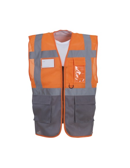 Y-HVW820-Hi-Vis Top Cool Recycled Open Mesh Executive Waistcoat