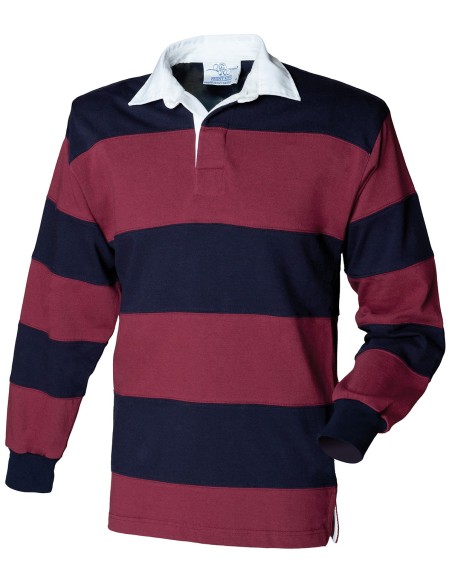 F-FR08M-Polo de rugby à manches longues à rayures cousues