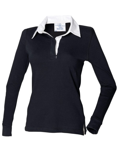 F-FR101-Polo de rugby uni à manches longues Femme