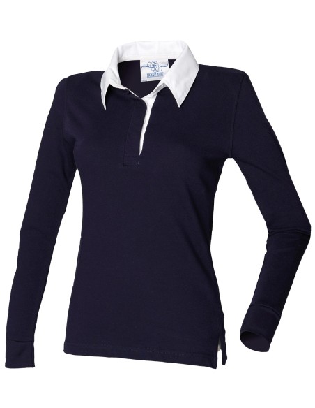 F-FR101-Polo de rugby uni à manches longues Femme