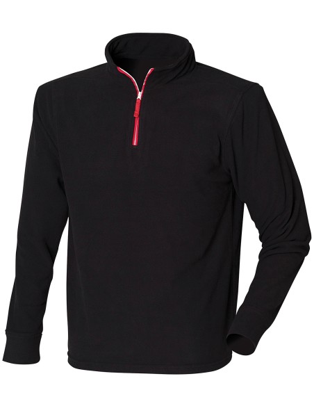 F-LV570-Polaire manches longues zippée 1/4 à passepoil