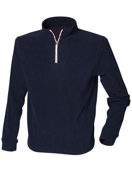 F-LV570-Polaire manches longues zippée 1/4 à passepoil