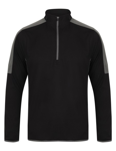 F-LV571-Adults 1/4 Zip Midlayer With Contrast Panelling