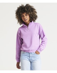 A-JH037-Womens Cropped 1/4 Zip Sweat