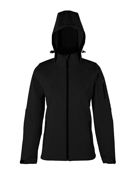 H-1102-Womens Hooded Soft-Shell Jacket