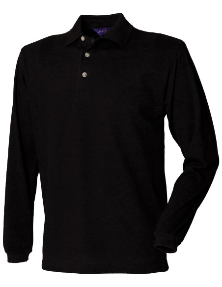 H-H105-Long Sleeved Cotton Piqué Polo Shirt
