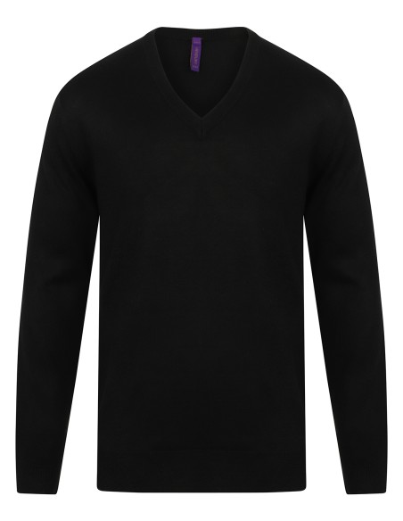 H-H760-Pull à col V acrylique toucher cachemire Homme et Femme