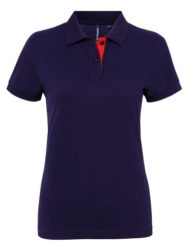 ASQ-AQ022-Womens Classic Fit Contrast Polo