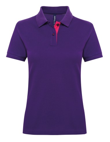 ASQ-AQ022-Womens Classic Fit Contrast Polo
