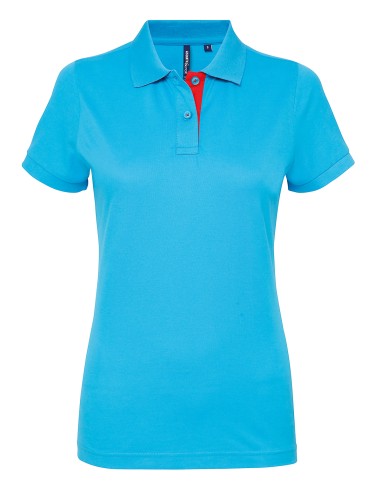 ASQ-AQ022-Womens Classic Fit Contrast Polo